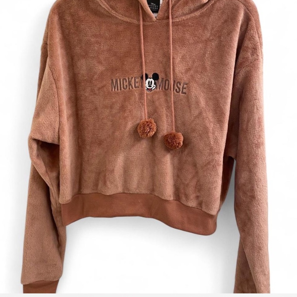 Disney pink Mickey Mouse Fleece Hoodie cropped
